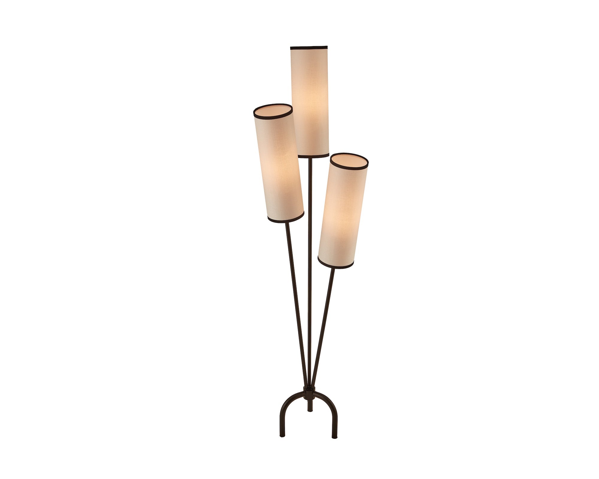 Trevi Floor Lamp by Liang & Eimil featuring a white linen shade with black borders and a black metal frame