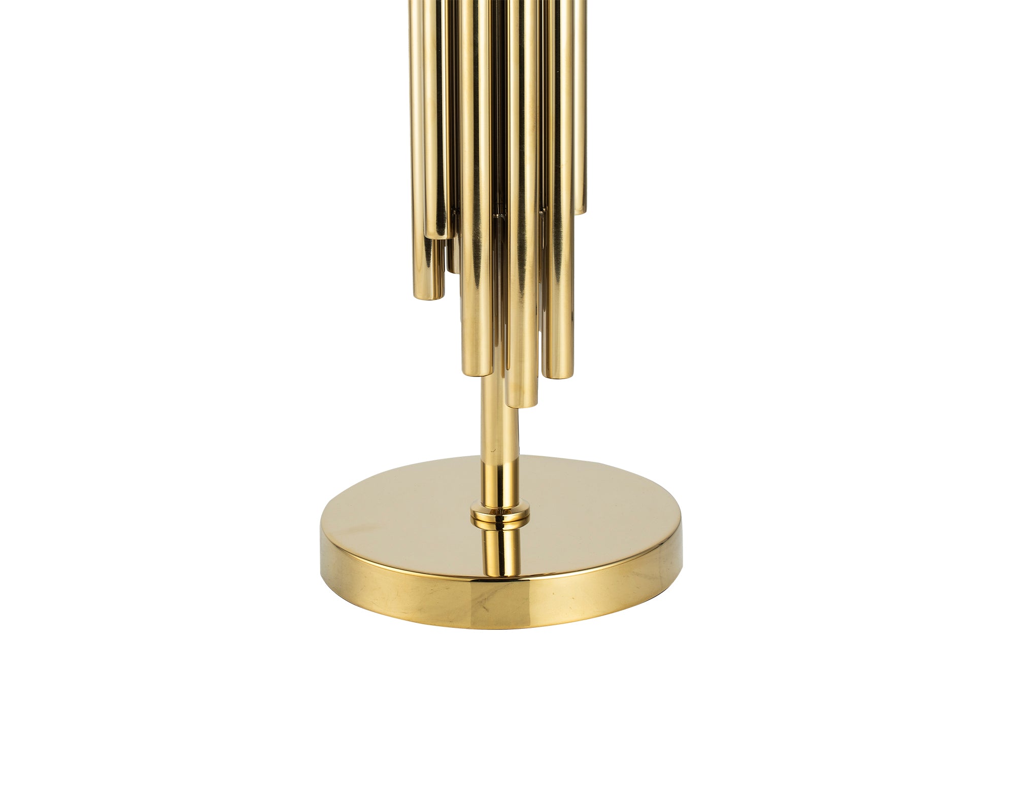 Linden Table Lamp by Liang & Eimil featuring a polished brass base with a black fabric shade