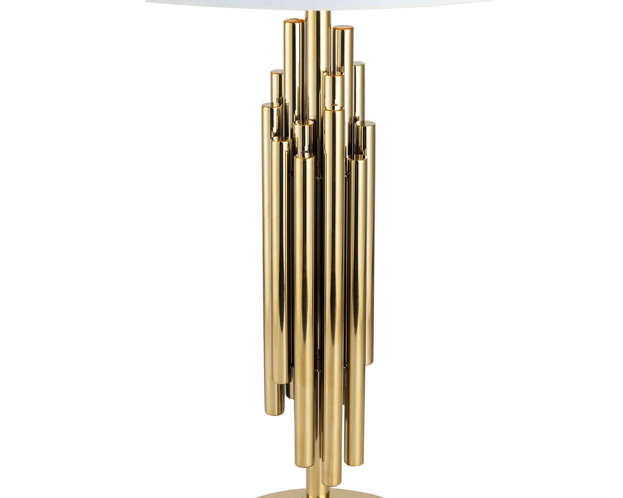 Linden Table Lamp by Liang & Eimil featuring a polished brass base with a black fabric shade
