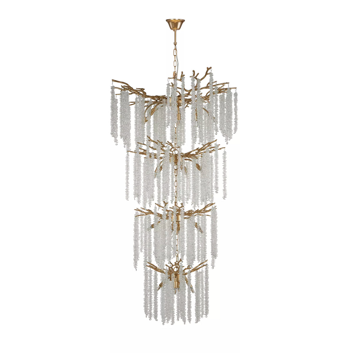 Lux & Belle 21Lt Stairwell illuminating a grand staircase with sophisticated gold and crystal detailing