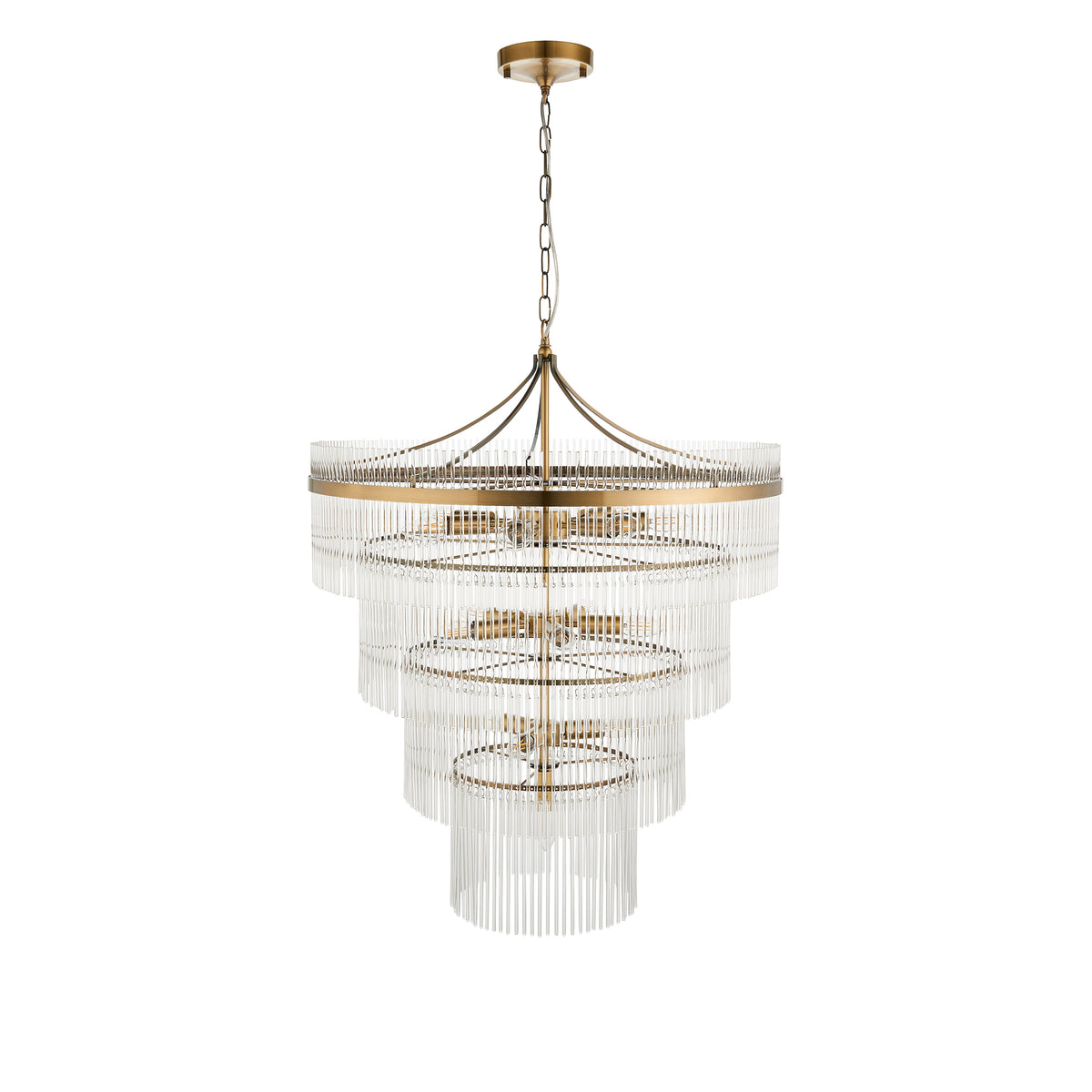 Close-up showcasing the decorative clear glass rods and refined detailing
