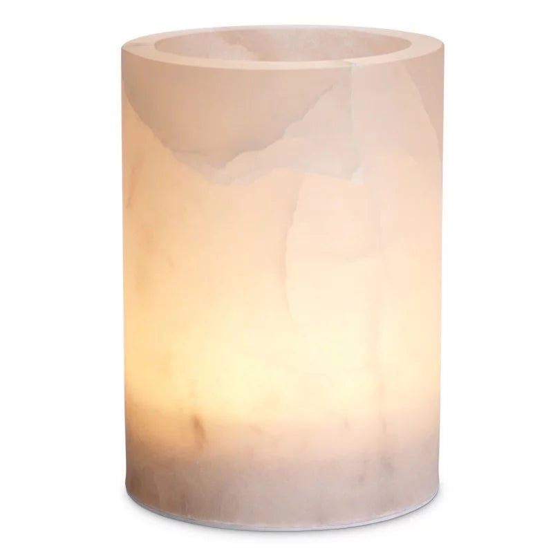 Mercer Table Lamp showcasing the natural beauty and refined veining of alabaster