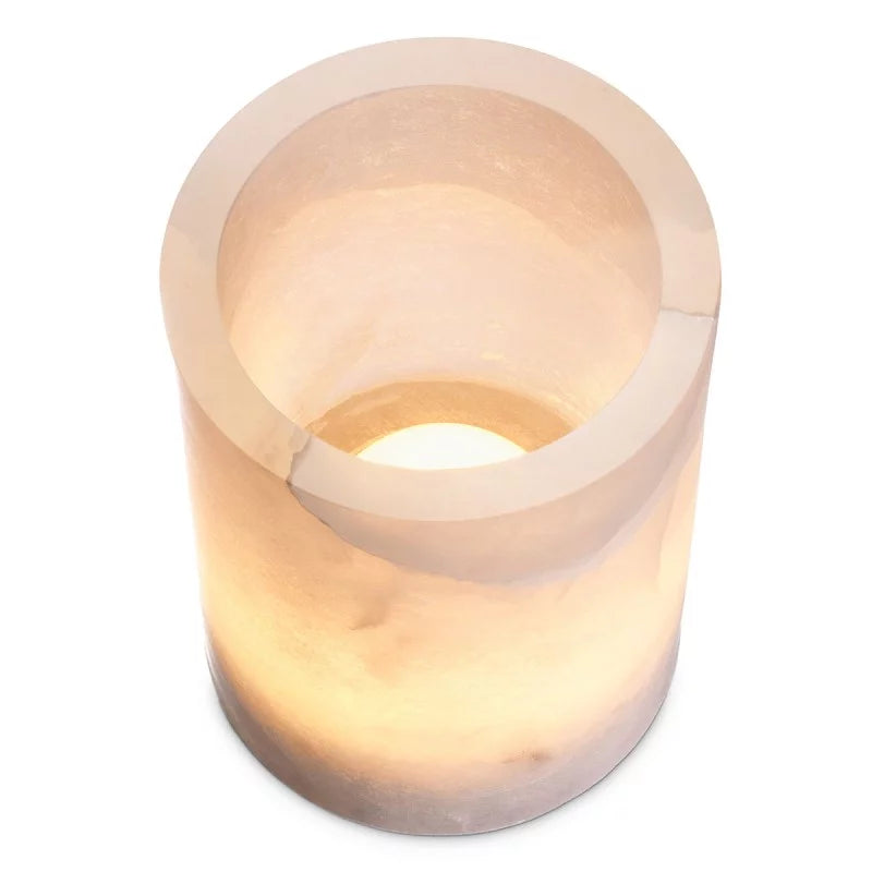 Close-up of the Mercer Table Lamp revealing unique alabaster veining