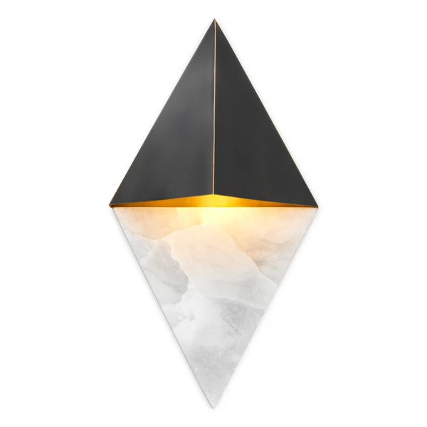 Mirabeau Wall Lamp showcasing natural alabaster within a refined bronze highlight frame