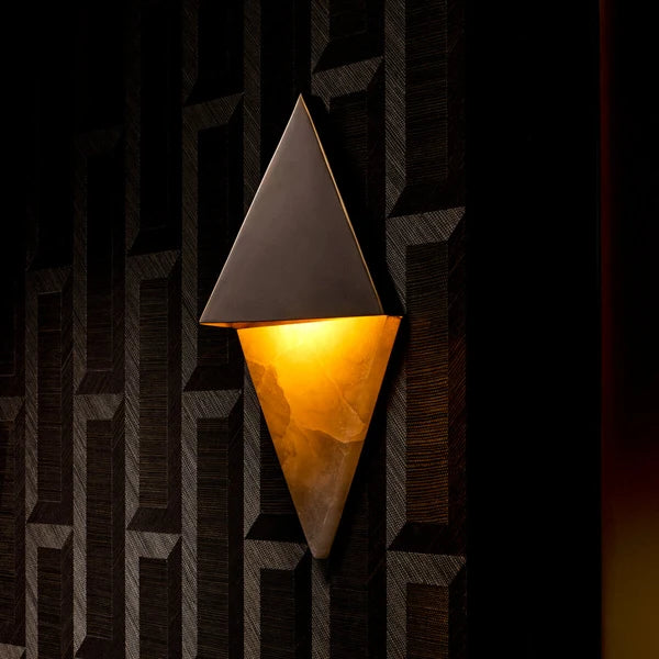 Sculptural Mirabeau Wall Lamp featuring a precise angular silhouette