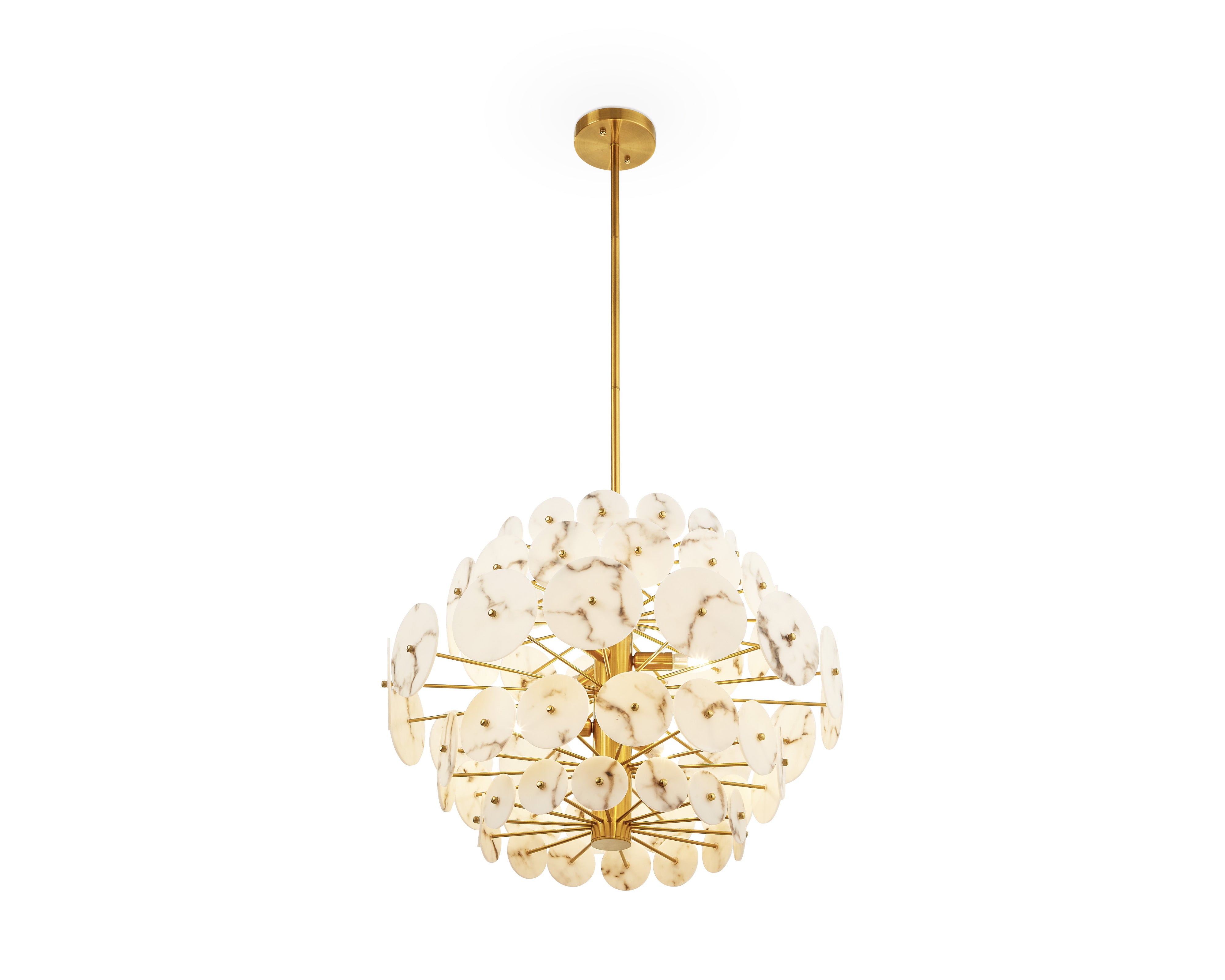 Momo Chandelier - Liang & Eimil featuring faux alabaster petals and antique brushed brass detailing.