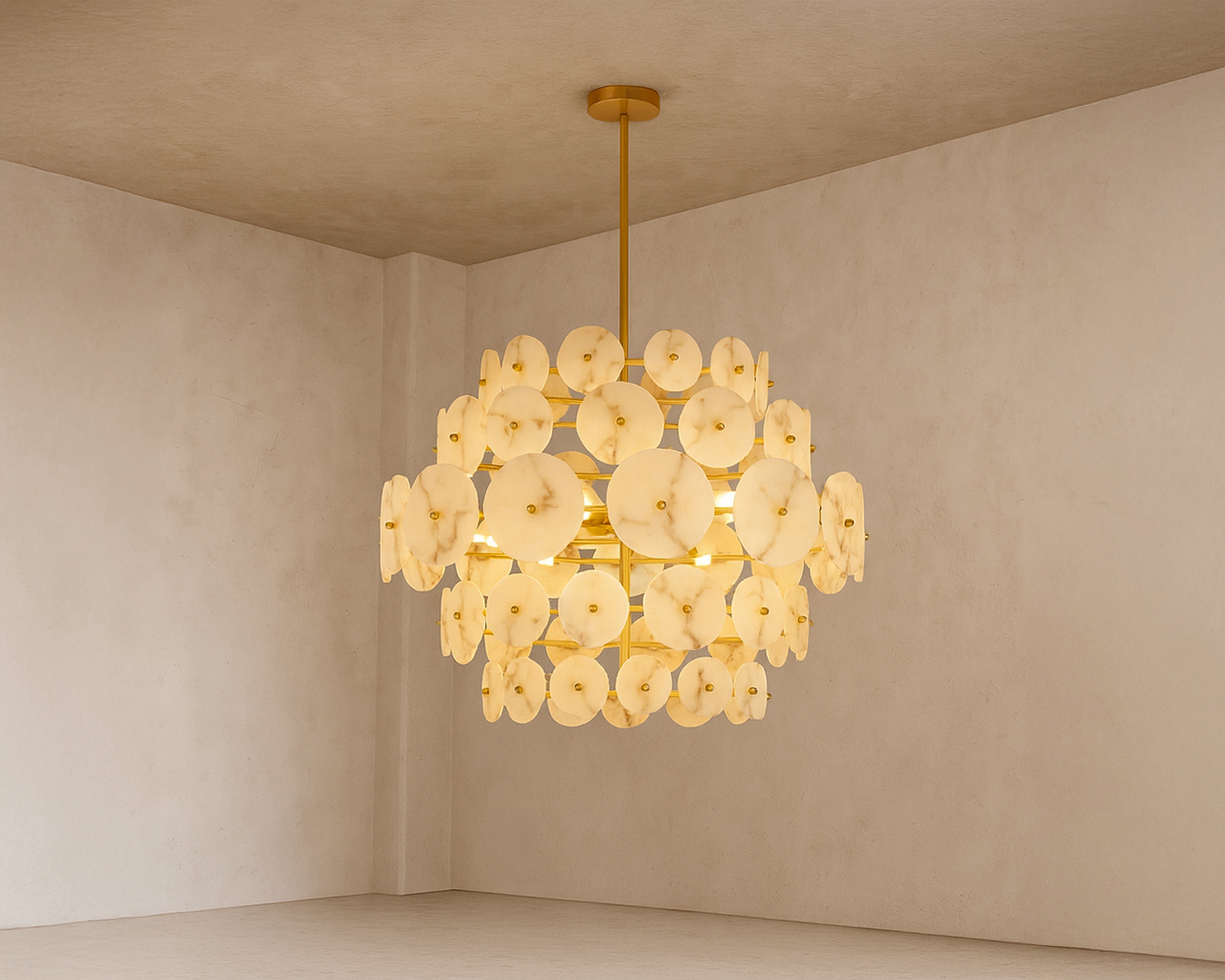 Momo Chandelier - Liang & Eimil featuring faux alabaster petals and antique brushed brass detailing.