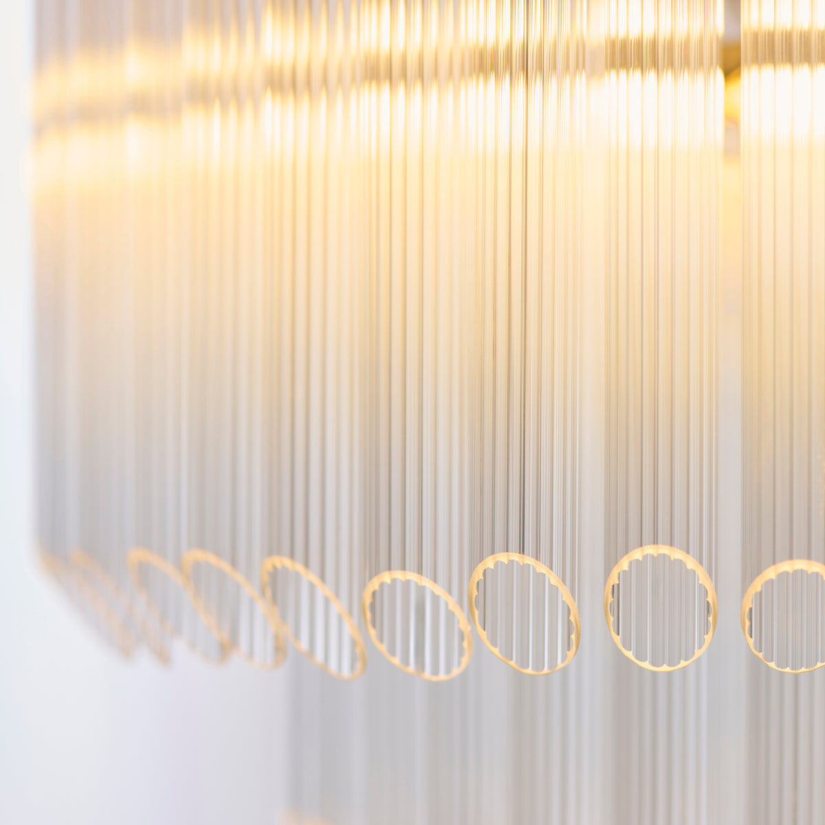Detailed view of the fine ribbed cylindrical clear glass