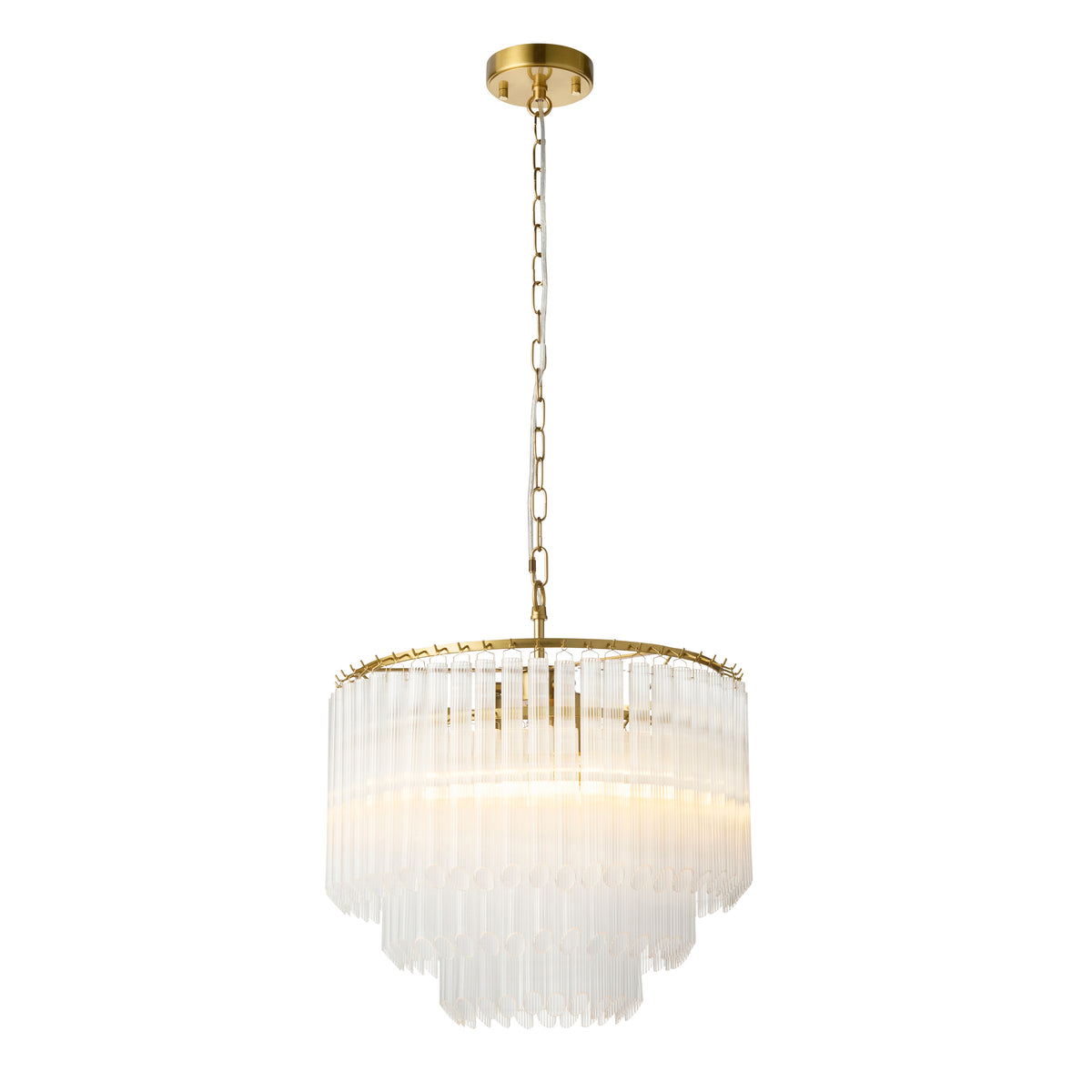 Montpellier Pendant showcasing its distinctive three-light tiered arrangement