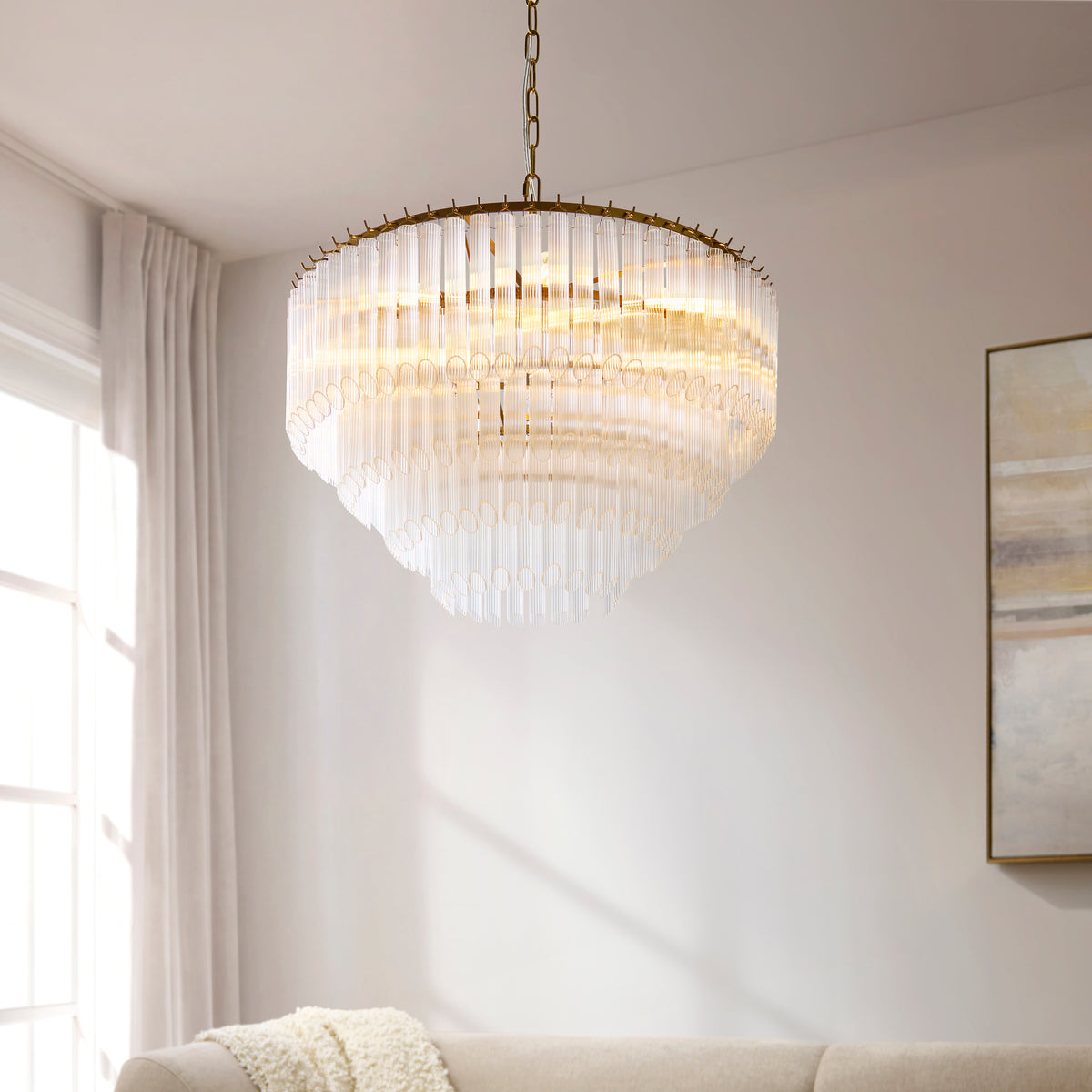Premium close-up highlighting the subtle sparkle and reflections created by the ribbed clear glass