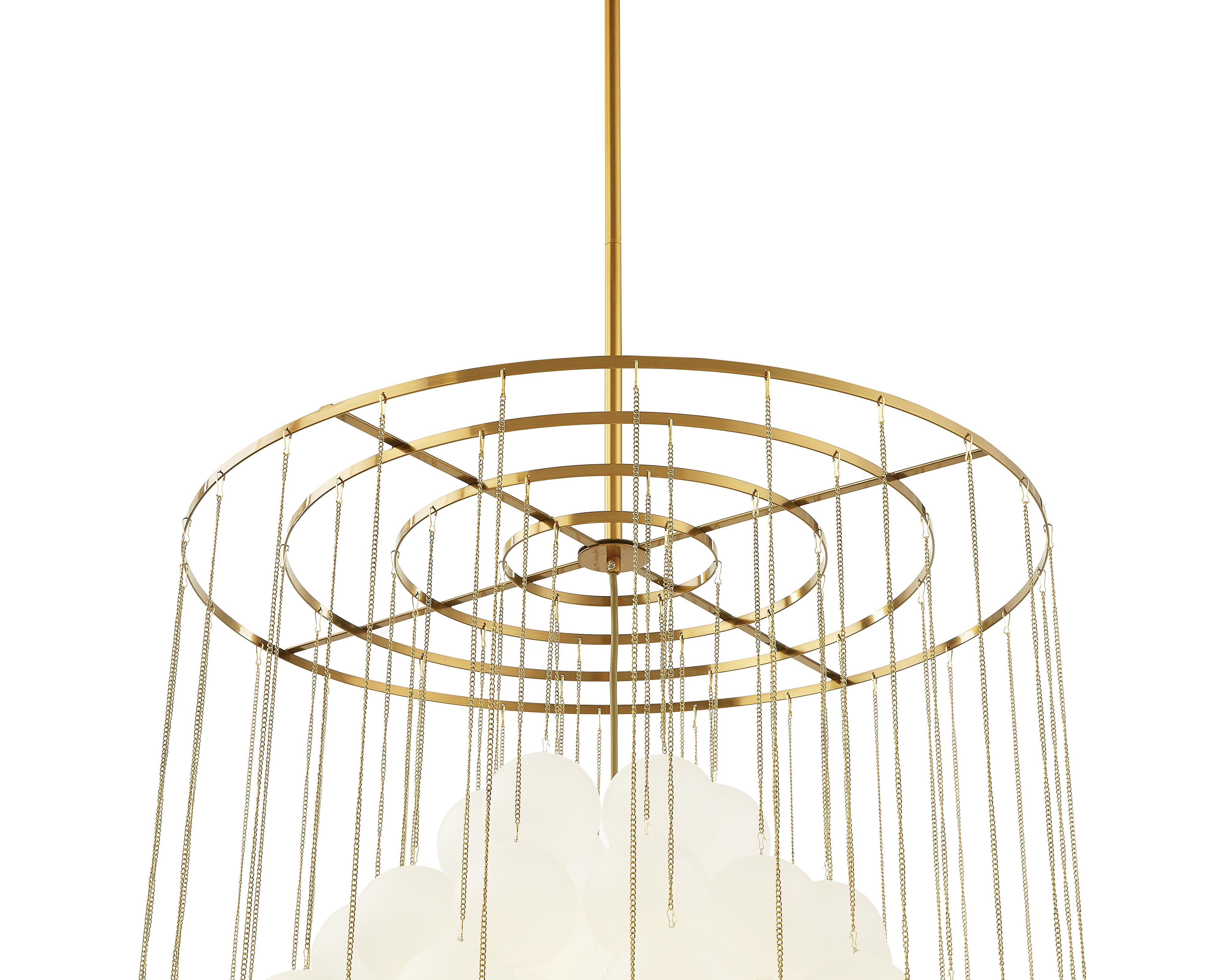 Moon Chandelier - Liang & Eimil with frosted glass spheres and antique brushed brass finish.