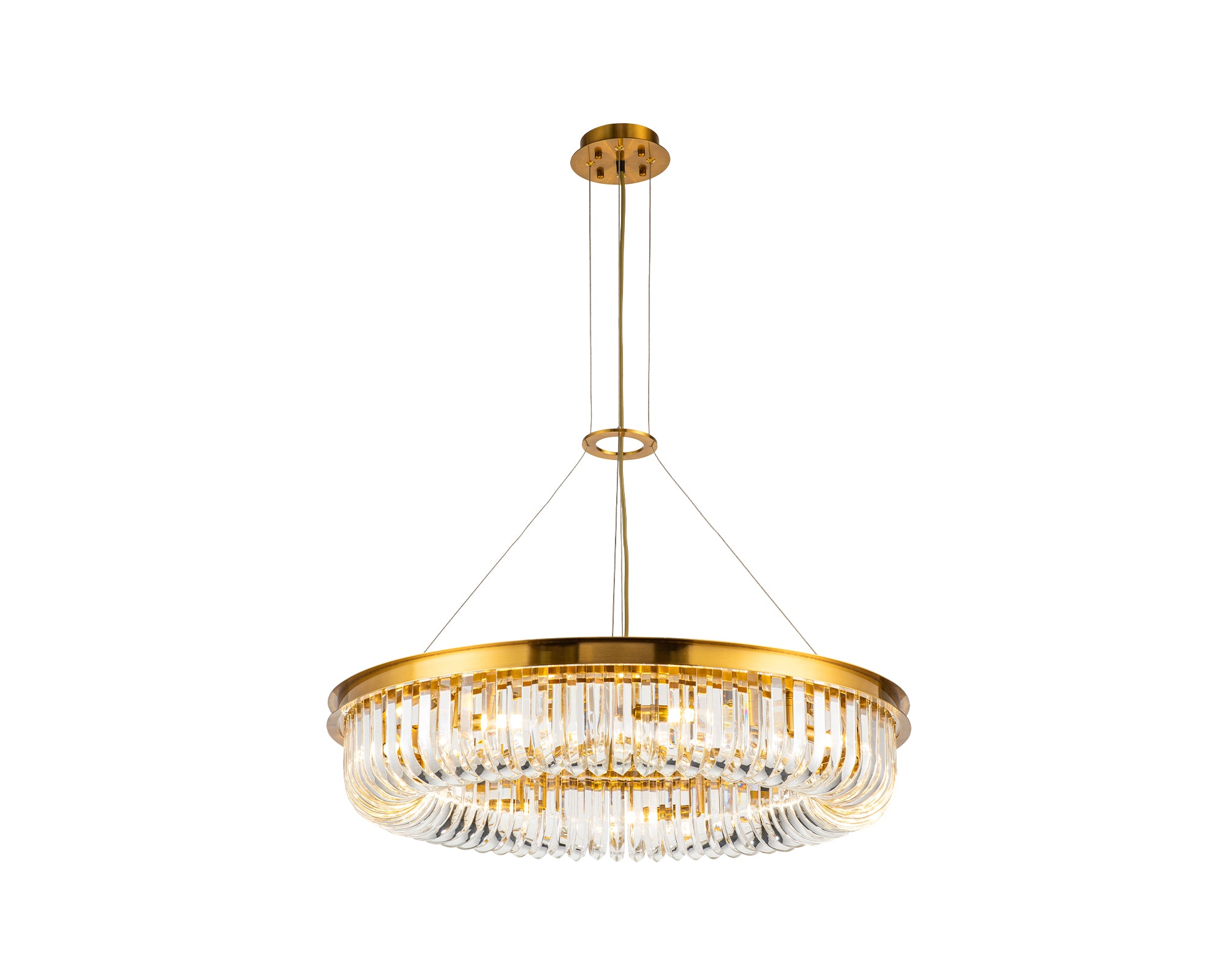 Nimbus Pendant Lamp - Brushed Brass - Liang & Eimil featuring a brushed brass frame with clear glass detailing.