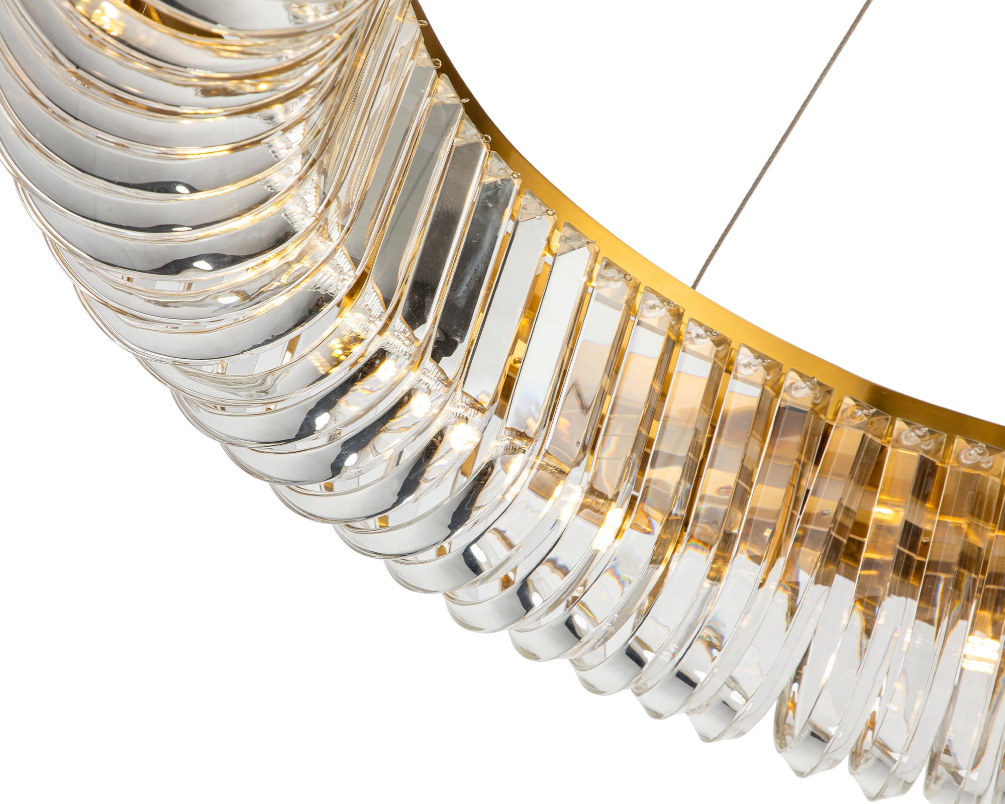 Nimbus Pendant Lamp - Brushed Brass - Liang & Eimil featuring a brushed brass frame with clear glass detailing.