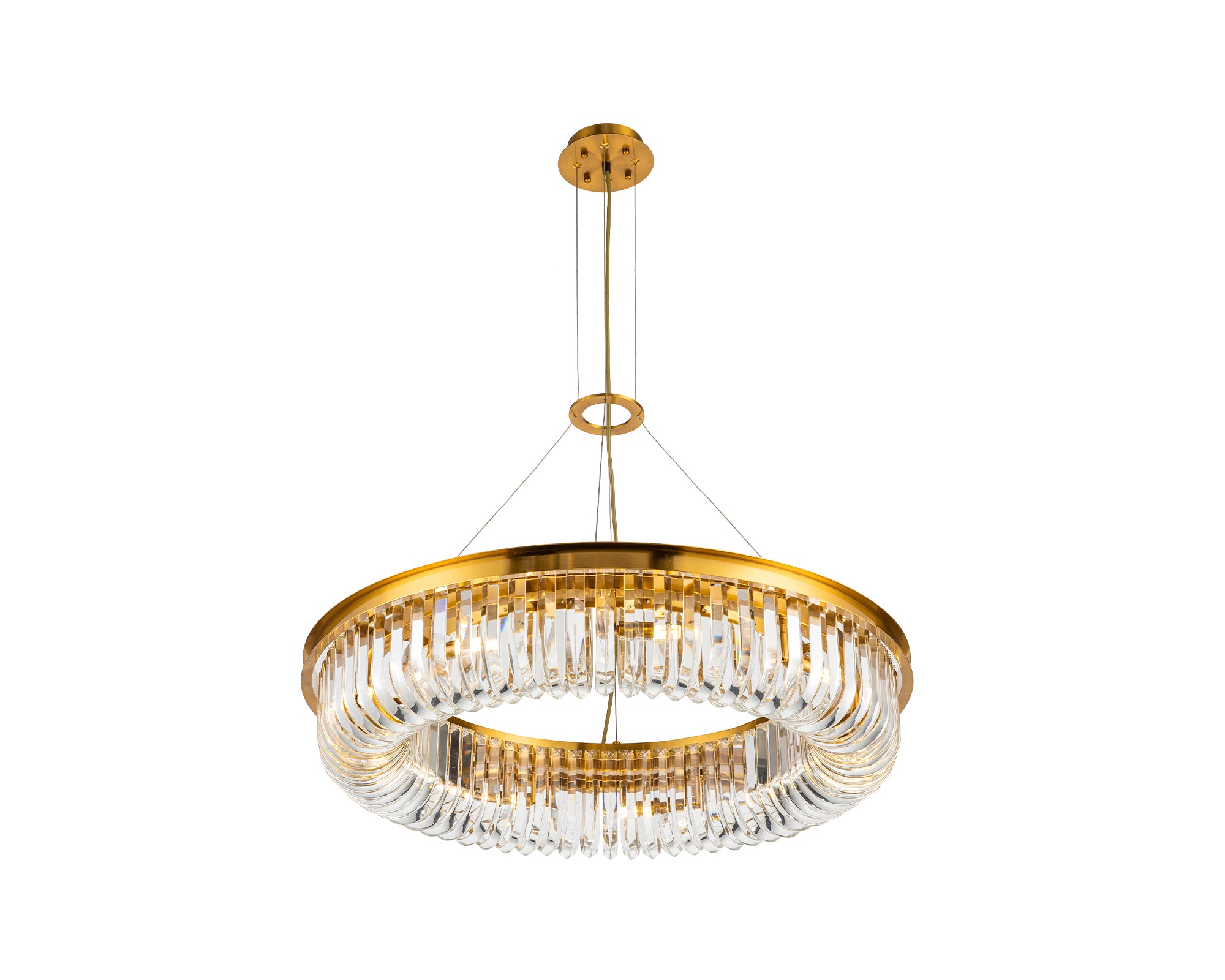 Nimbus Pendant Lamp - Brushed Brass - Liang & Eimil featuring a brushed brass frame with clear glass detailing.