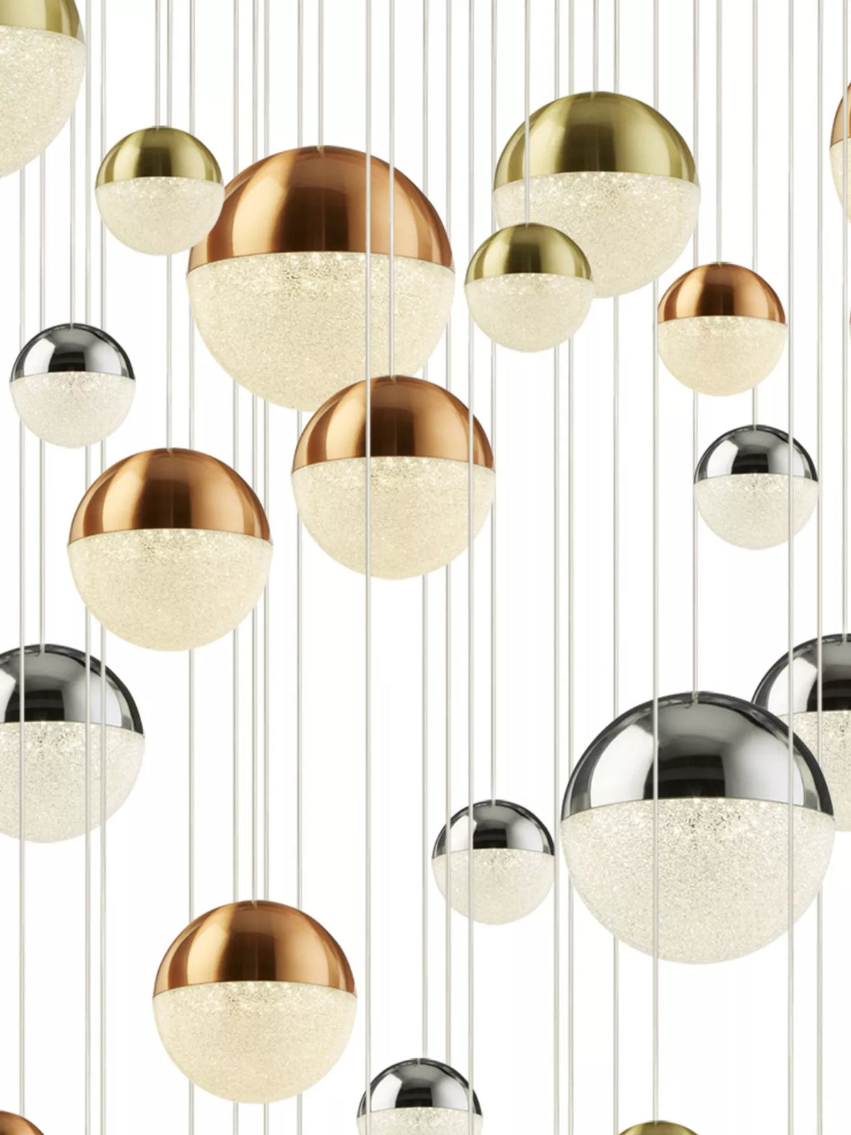 Detailed view of the crystal sanded shades creating a sophisticated diffusion of light