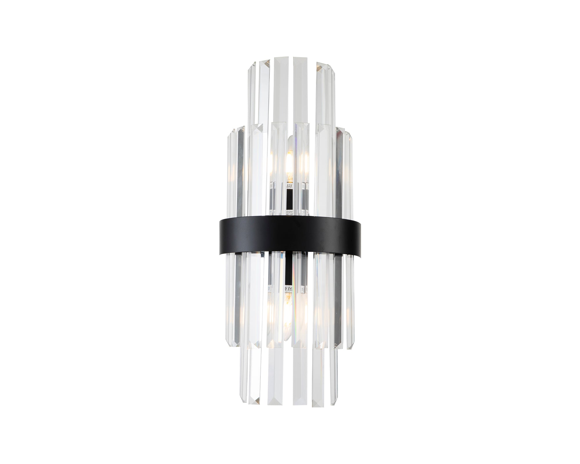 Regency Wall Light by Liang & Eimil with matte black frame and decorative clear crystal glass elements