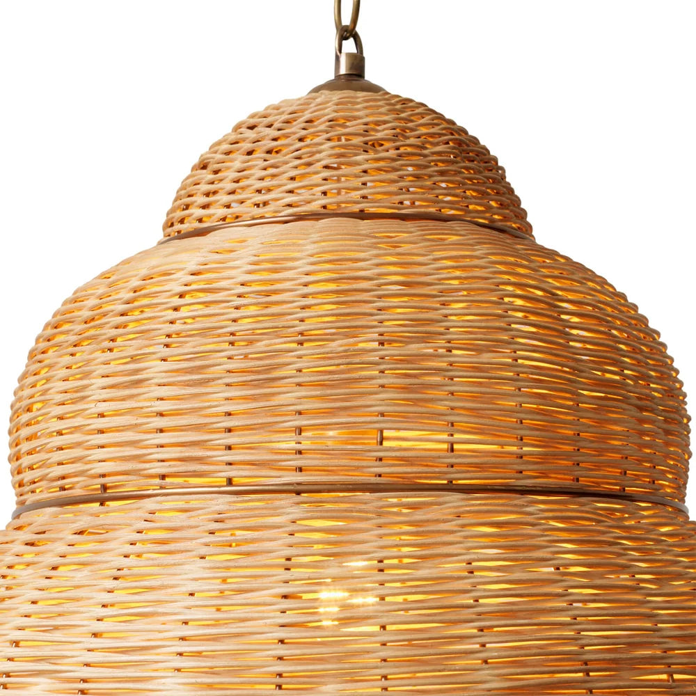 Elegant Rowlan Pendant suspended from its refined ceiling plate and chain.