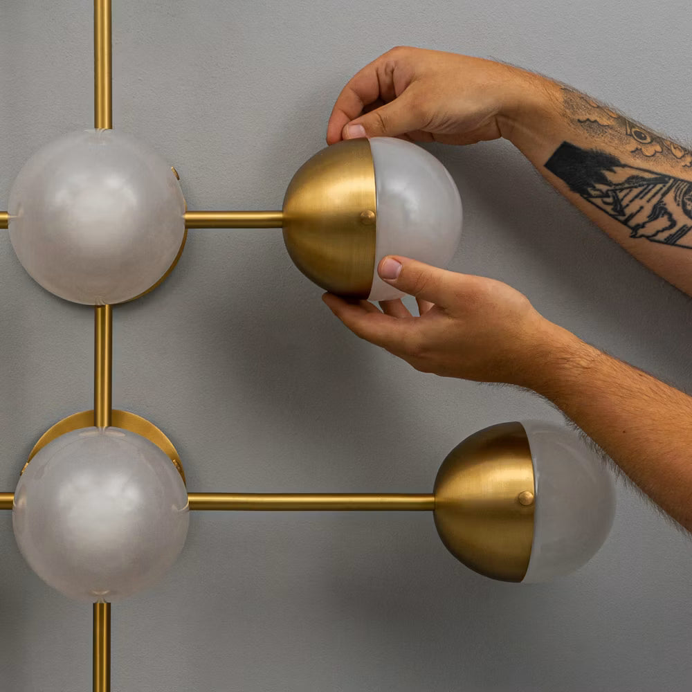 Illuminated Molecule 8 Wall Sconce with eight glass elements