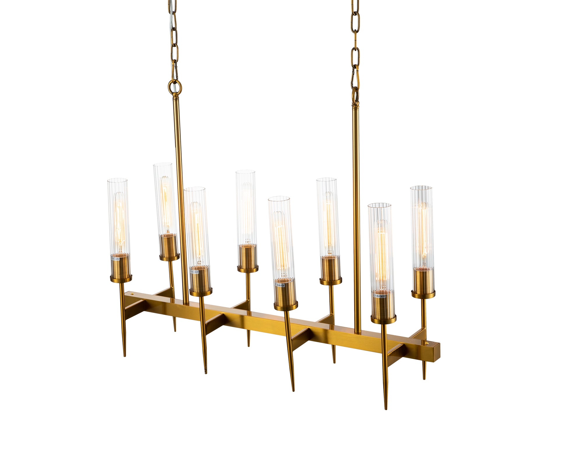 Tilda Pendant Lamp - Liang & Eimil featuring eight clear glass tubes with an aged brass finish.