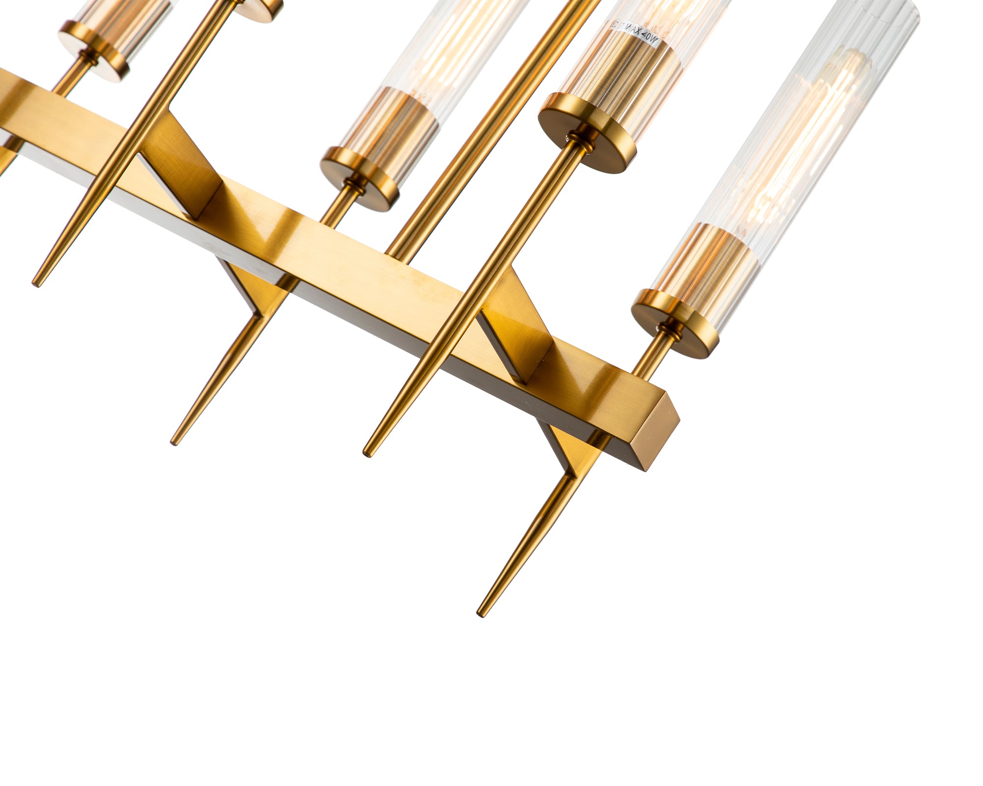 Tilda Pendant Lamp - Liang & Eimil featuring eight clear glass tubes with an aged brass finish.