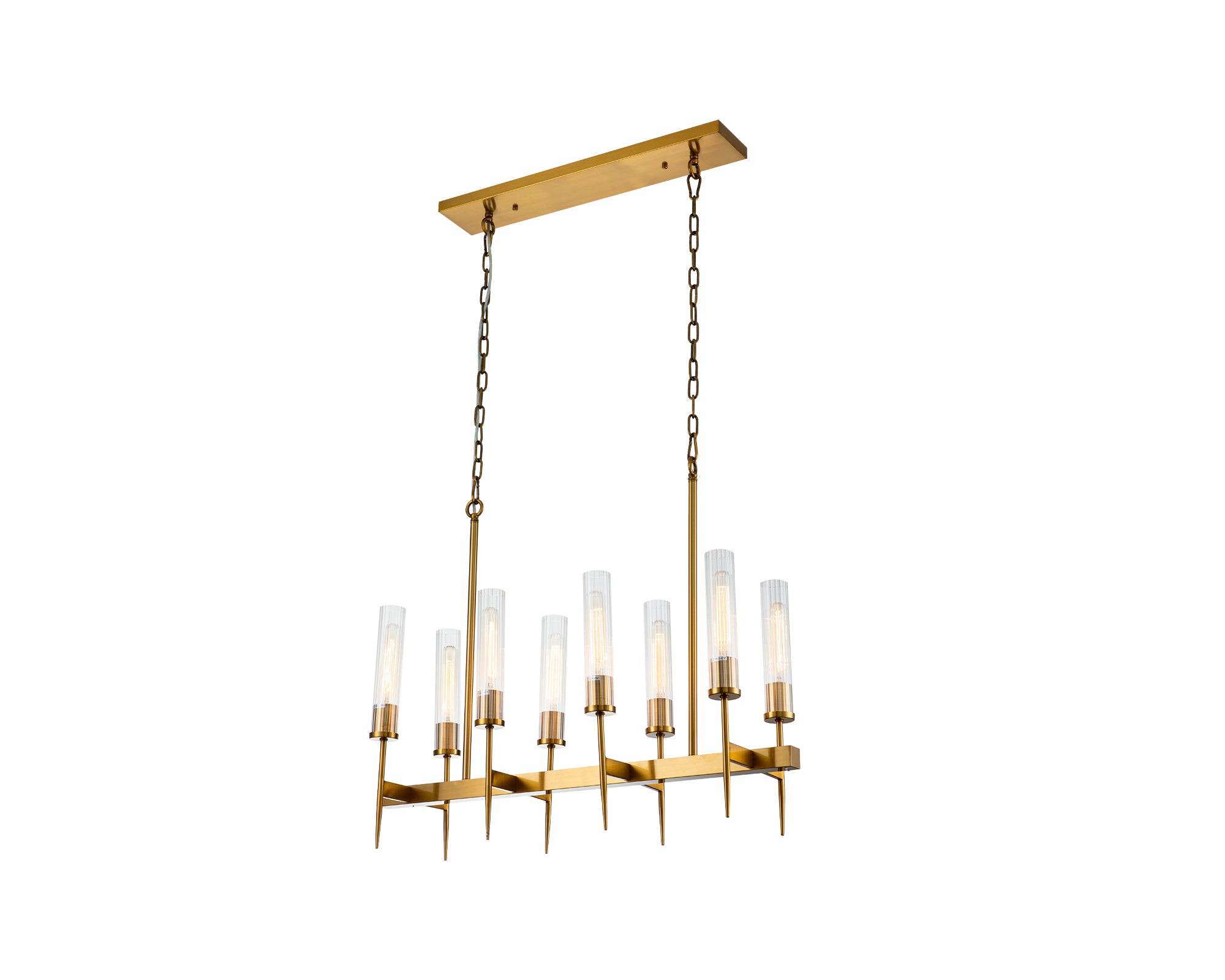 Tilda Pendant Lamp - Liang & Eimil featuring eight clear glass tubes with an aged brass finish.