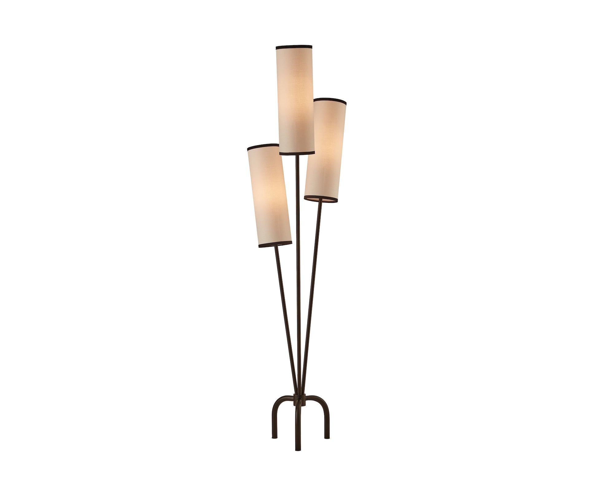 Trevi Floor Lamp by Liang & Eimil featuring a white linen shade with black borders and a black metal frame