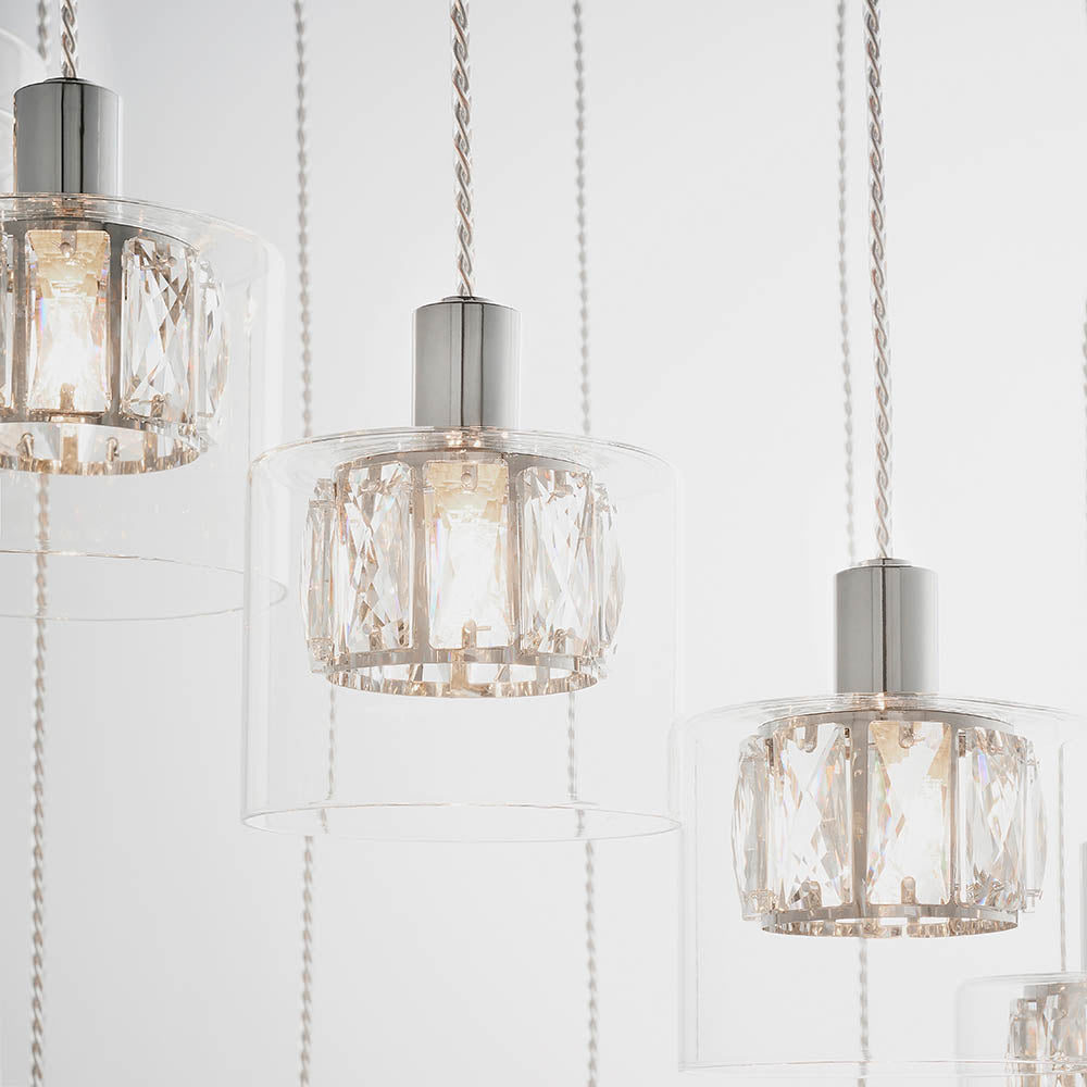 Premium detail highlighting the elegant clear glass diffusers