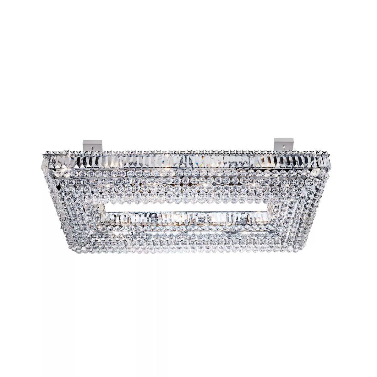 Vesuvius 26Lt Pendant showcasing its sophisticated chrome frame and luxurious clear crystal detailing