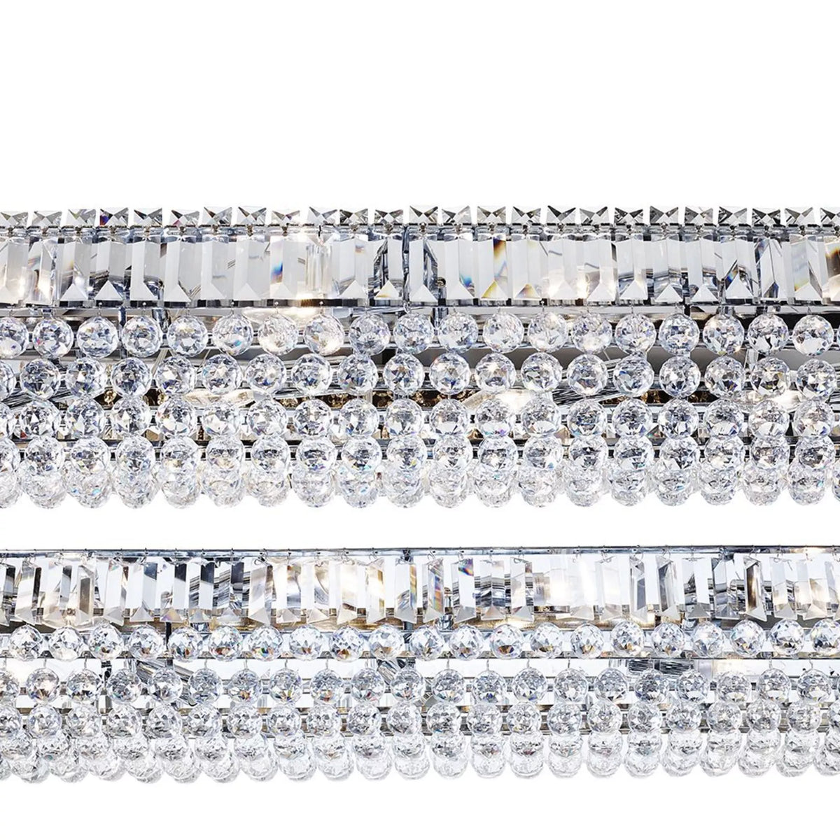 Close-up showcasing the elegant clear crystal trim surrounding the fitting