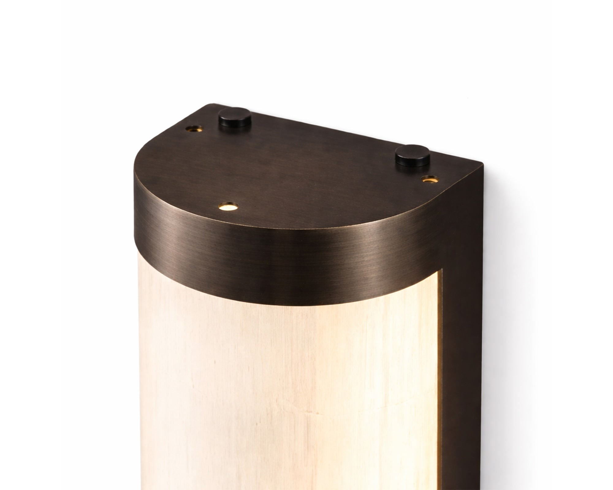 Vetra IP44 Wall Light by Liang & Eimil featuring genuine white selenite and brushed bronze detailing