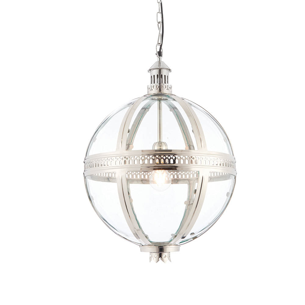 Side profile revealing the pendant's elegant spherical proportions