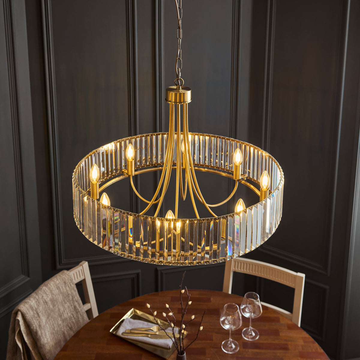 Visconti 8Lt Pendant enhancing an elegant entrance hall with refined chandelier-style lighting