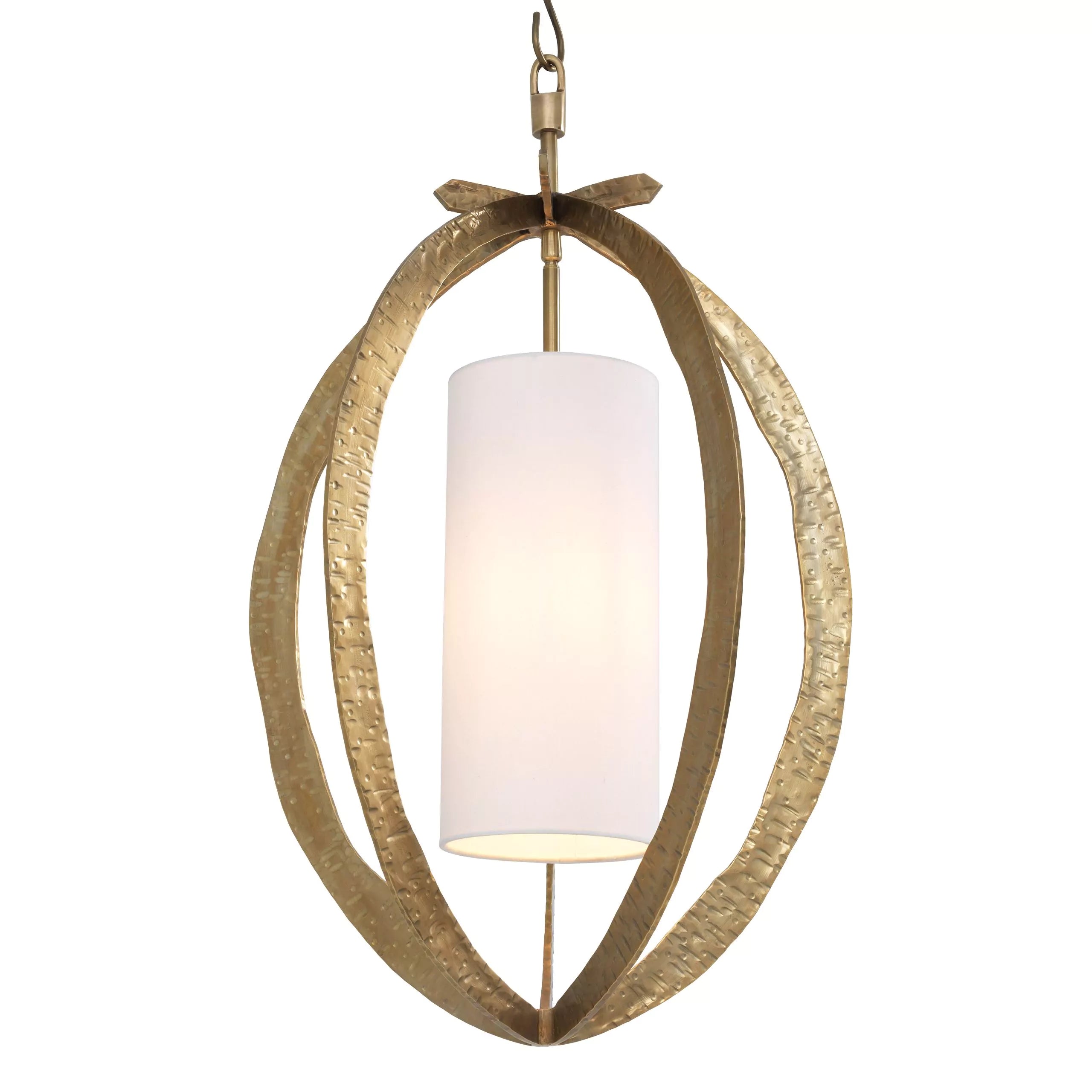 Luciano Brass Chandelier - (Hammered Vintage Brass Finish Including White Shade) - Eichholtz - Luxury Lighting Boutique