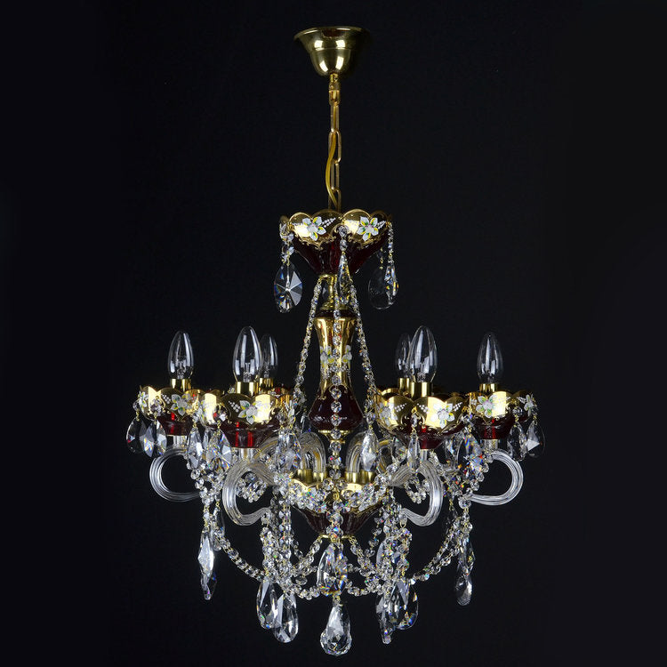 Amore 6 Crystal Glass Chandelier (Gold/Silver) - Wranovsky - Luxury Lighting Boutique