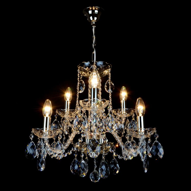 Maniera 6 Crystal Glass Chandelier (Gold/Silver) - Wranovsky - Luxury Lighting Boutique