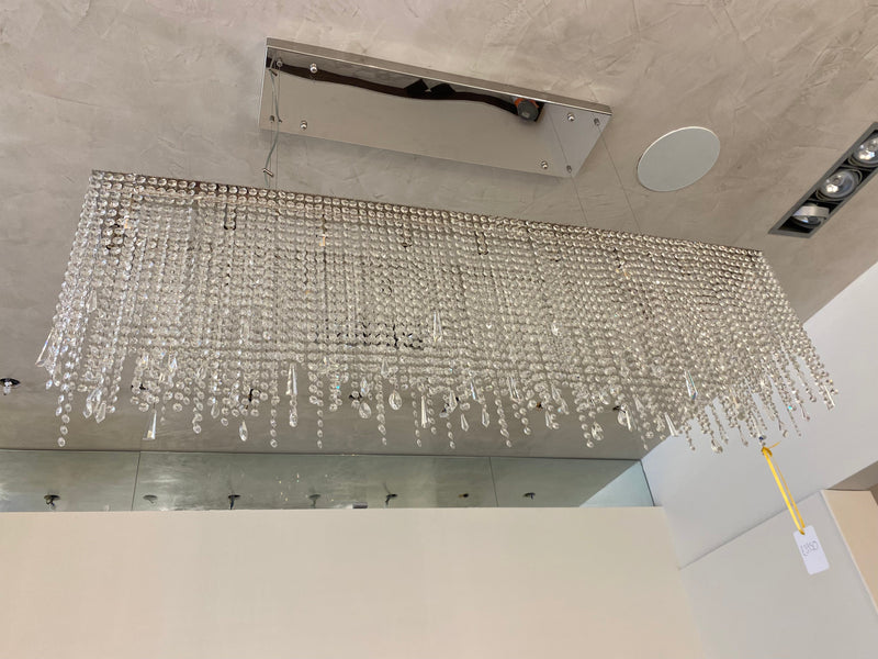 20 Light Long Crystal Chandelier (Chrome) - L17 744/20/1-A, 3, 3-K; F 2 coat, Ni - Glass LPS (Ex-Display) - Luxury Lighting Boutique