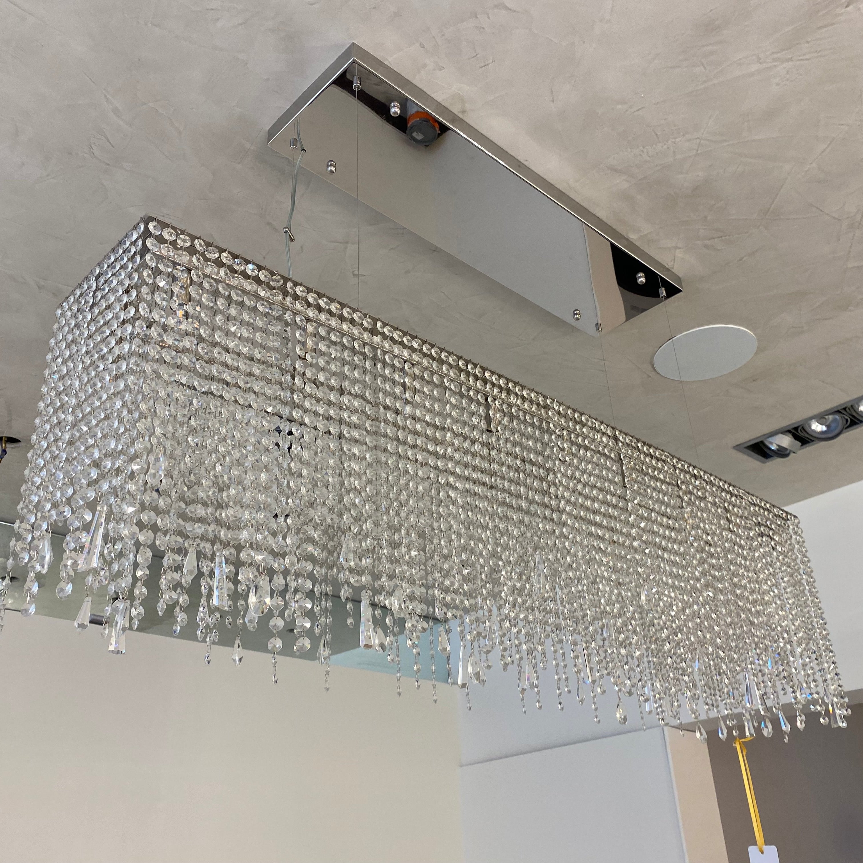 20 Light Long Crystal Chandelier (Chrome) - L17 744/20/1-A, 3, 3-K; F 2 coat, Ni - Glass LPS (Ex-Display) - Luxury Lighting Boutique