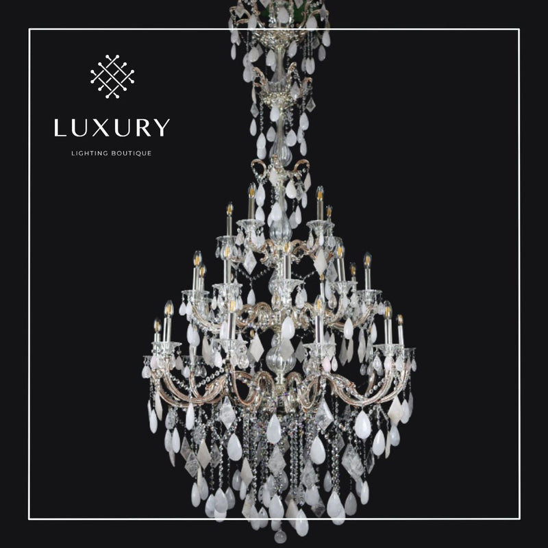 30 Light Pure Rock Crystal Chandelier - 250cm x 105cm - Illuminati - Luxury Lighting Boutique