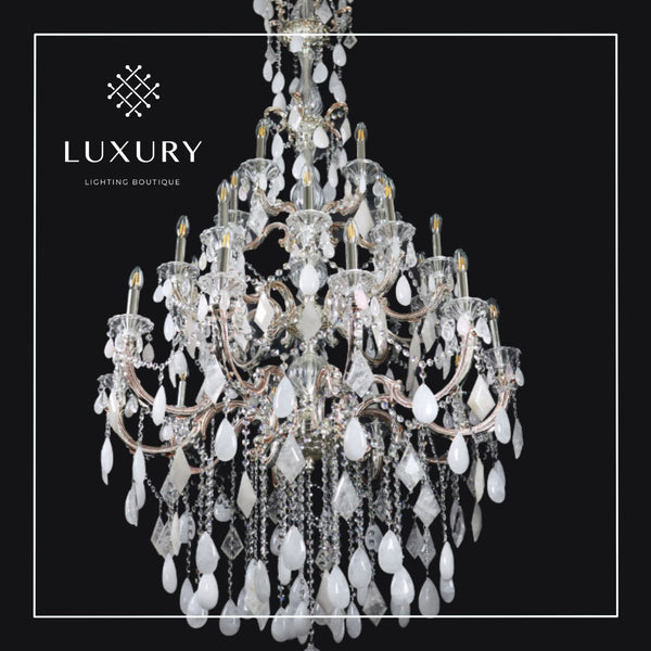 30 Light Pure Rock Crystal Chandelier - 250cm x 105cm - Illuminati - Luxury Lighting Boutique