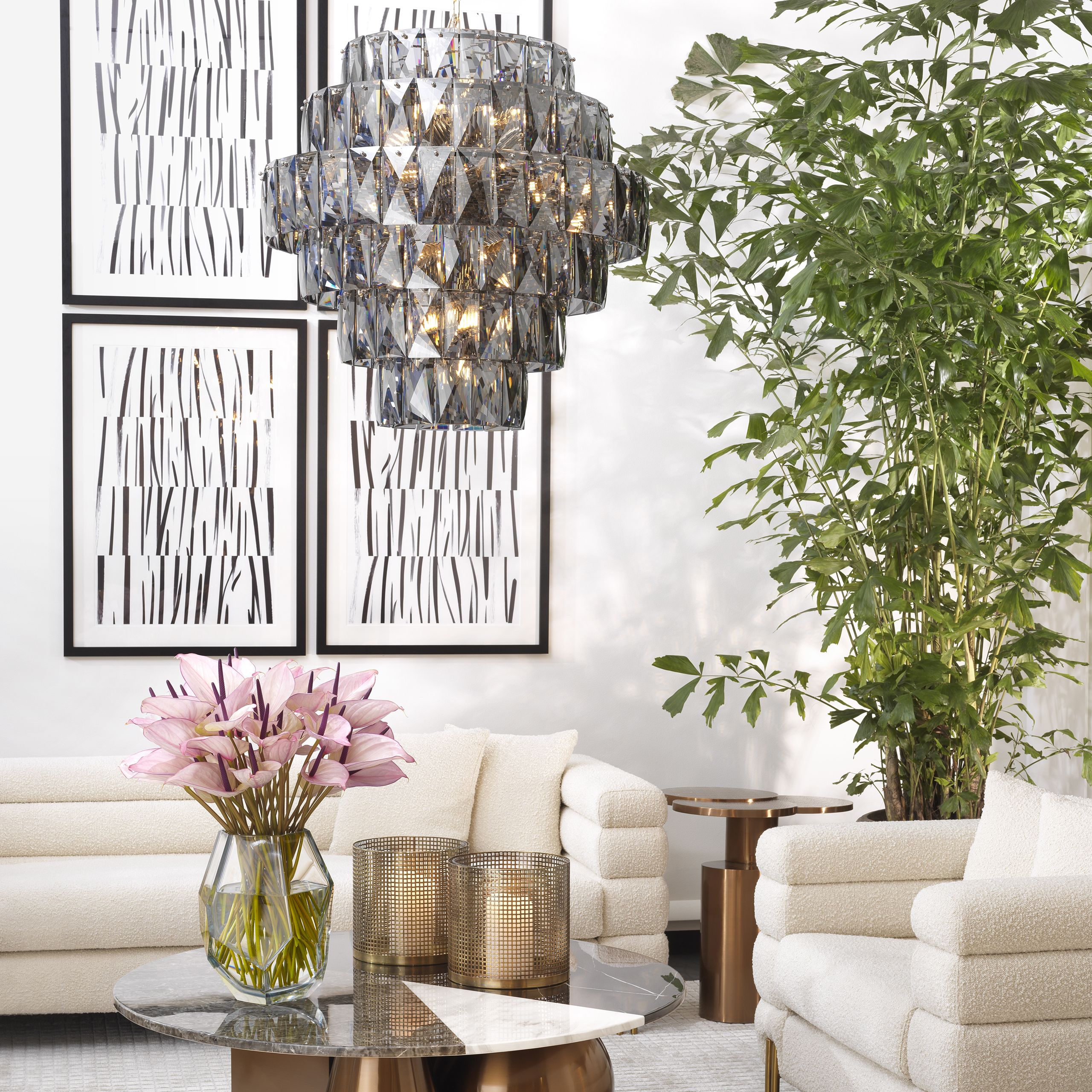 Amazone Modern Glass Chandelier [S/L] - [Clear/Smoke] - Eichholtz - Luxury Lighting Boutique