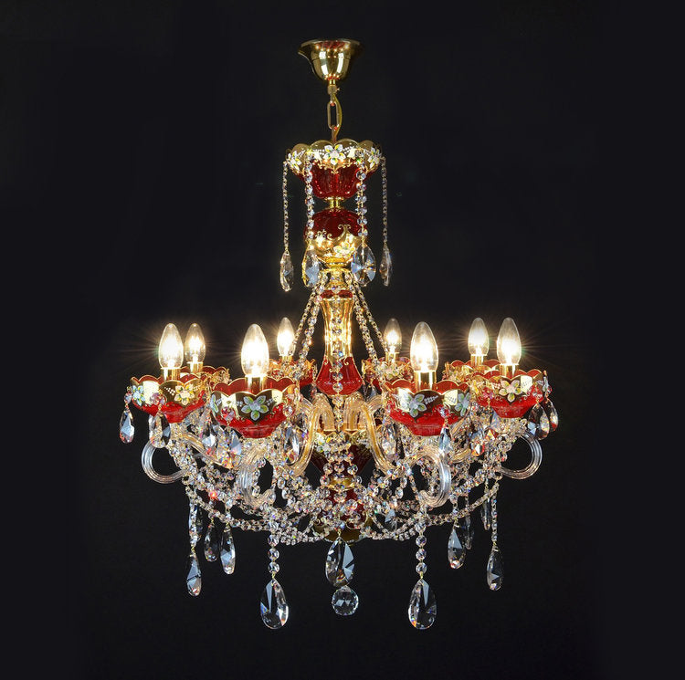 Amore 8 Crystal Glass Chandelier (Gold/Silver) - Wranovsky - Luxury Lighting Boutique