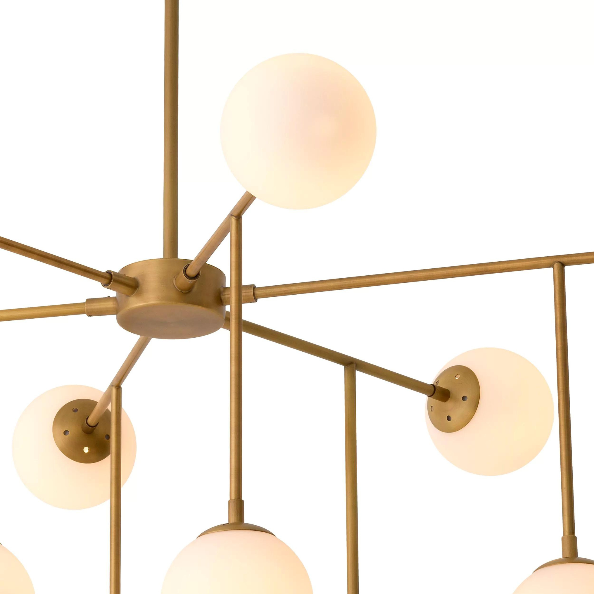 Aram Chandelier (Antique Brass Finish & White Glass) - Eichholtz - Luxury Lighting Boutique