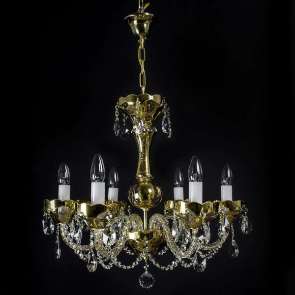 Aurum 6 Crystal Glass Chandelier (Gold/Silver) - Wranovsky - Luxury Lighting Boutique