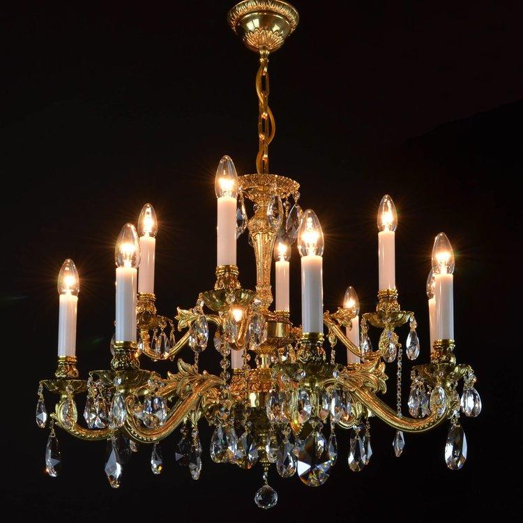 Avior 12 Light Traditional Brass Crystal Chandelier - Wranovsky - Luxury Lighting Boutique