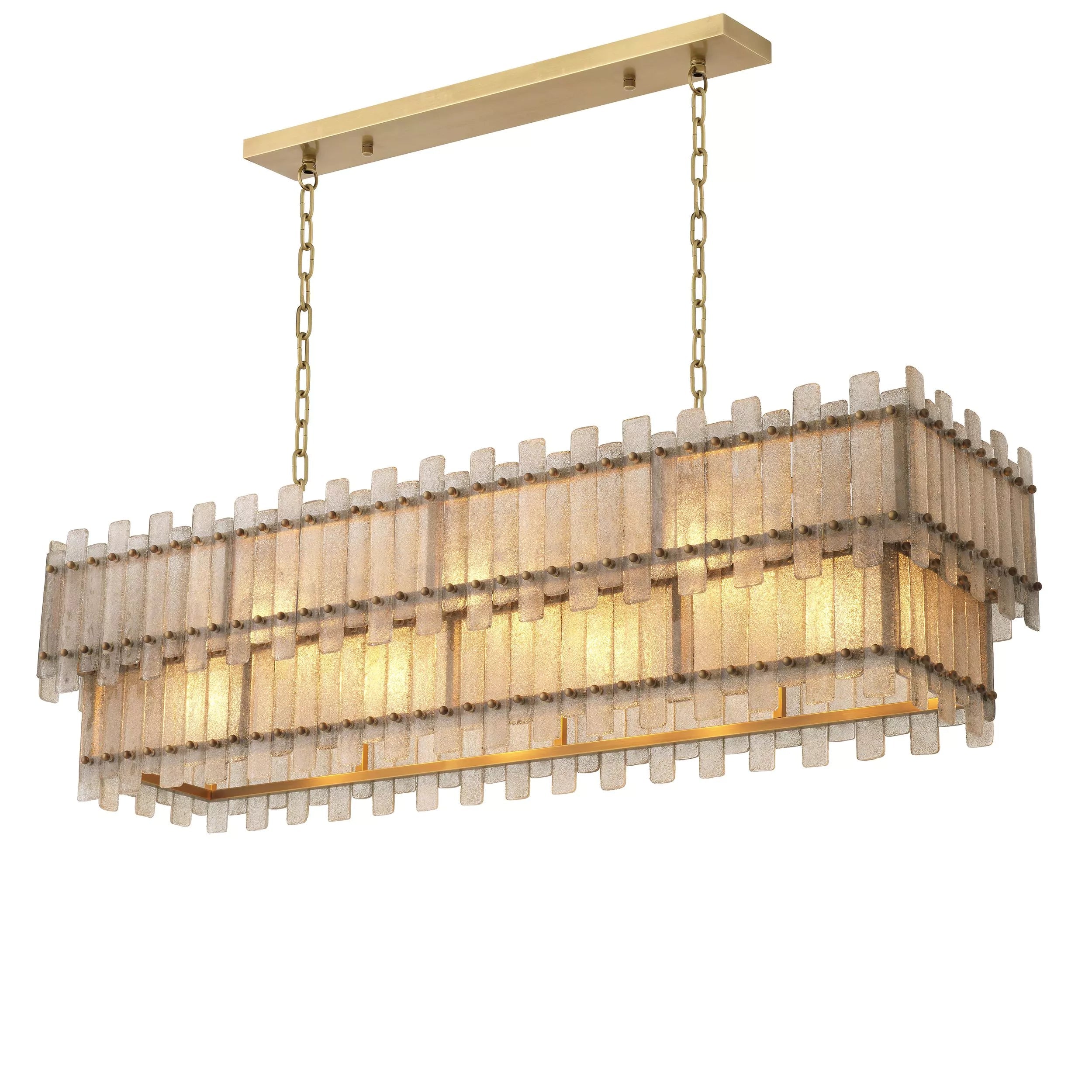 Caprera Rectangular Chandelier (Antique Brass Finish, Hand Blown Glass) - Eichholtz - Luxury Lighting Boutique