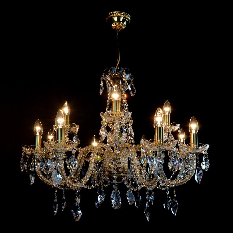 Charm 12 Crystal Glass Chandelier (Gold/Silver) - Wranovsky - Luxury Lighting Boutique