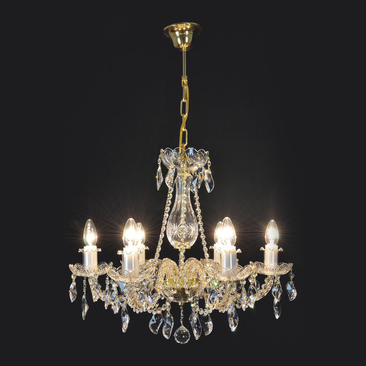 Charm 6 Crystal Glass Chandelier (Gold/Silver) - Wranovsky - Luxury Lighting Boutique