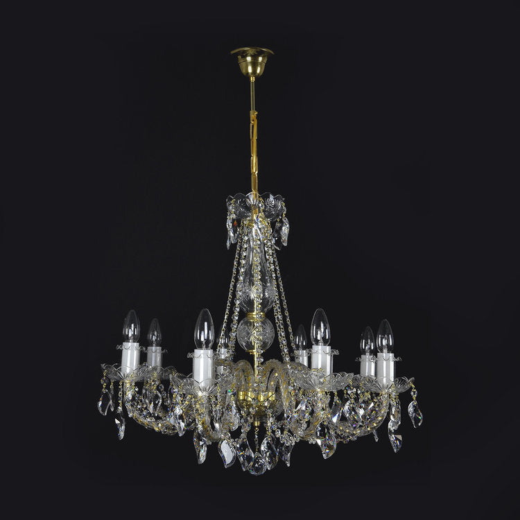 Charm 8 Crystal Glass Chandelier (Gold/Silver) - Wranovsky - Luxury Lighting Boutique