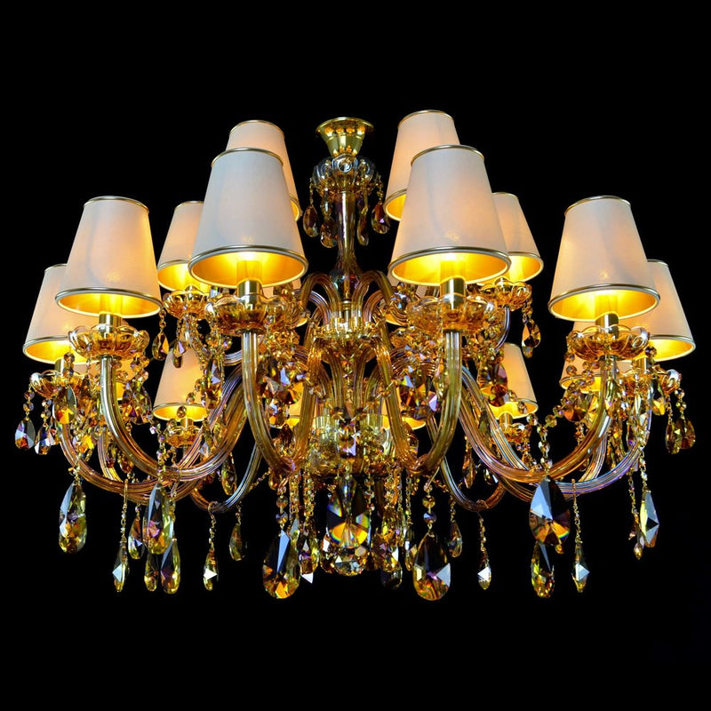 Clarit 18 Light Crystal Chandelier w/ Lampshades - Wranovsky - Luxury Lighting Boutique