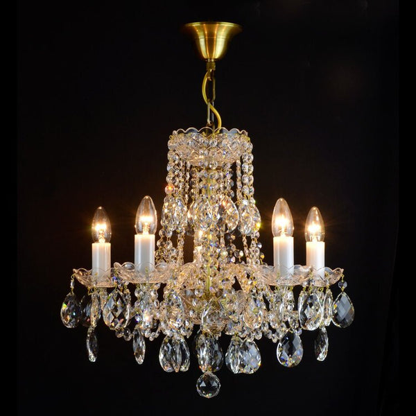 Corona 5 Crystal Glass Chandelier (Gold/Silver) - Wranovsky - Luxury Lighting Boutique